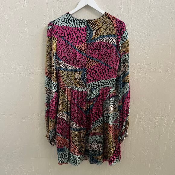 SALONI $710 Camille Gathered Fil Coupe Chiffon Dotty Mini Dress - Picture 4 of 5